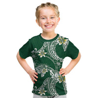 Polynesian Hawaiian Plumeria Tribal Pattern Kid T Shirt Green Version LT01 Green - Polynesian Pride