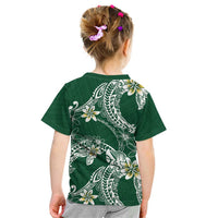 Polynesian Hawaiian Plumeria Tribal Pattern Kid T Shirt Green Version LT01 - Polynesian Pride