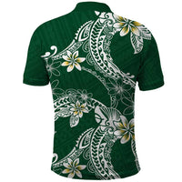 Polynesian Hawaiian Plumeria Tribal Pattern Polo Shirt Green Version