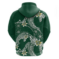 Polynesian Hawaiian Plumeria Tribal Pattern Zip Hoodie Green Version LT01 - Polynesian Pride
