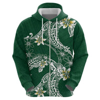 Polynesian Hawaiian Plumeria Tribal Pattern Zip Hoodie Green Version LT01 - Polynesian Pride