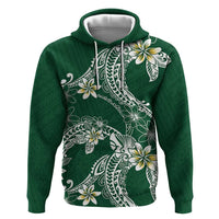 Polynesian Hawaiian Plumeria Tribal Pattern Zip Hoodie Green Version LT01 Pullover Hoodie Green - Polynesian Pride