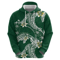 Polynesian Hawaiian Plumeria Tribal Pattern Zip Hoodie Green Version LT01 - Polynesian Pride