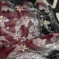 Polynesian Hawaiian Plumeria Tribal Pattern Back Car Seat Cover Special Wine Red Version