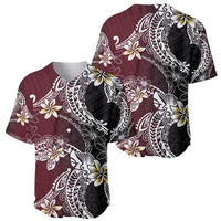 Polynesian Hawaiian Plumeria Tribal Pattern Baseball Jersey Special Wine Red Version LT01 - Polynesian Pride