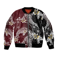 Polynesian Hawaiian Plumeria Tribal Pattern Bomber Jacket Special Wine Red Version LT01 Unisex Red - Polynesian Pride