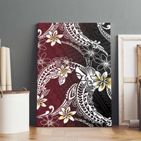 Polynesian Hawaiian Plumeria Tribal Pattern Canvas Wall Art Special Wine Red Version
