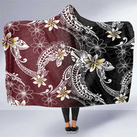 Polynesian Hawaiian Plumeria Tribal Pattern Hooded Blanket Special Wine Red Version