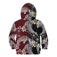 Polynesian Hawaiian Plumeria Tribal Pattern Kid Hoodie Special Wine Red Version