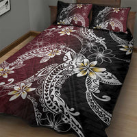 Polynesian Hawaiian Plumeria Tribal Pattern Quilt Bed Set Special Wine Red Version