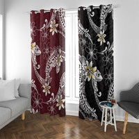 Polynesian Hawaiian Plumeria Tribal Pattern Window Curtain Special Wine Red Version
