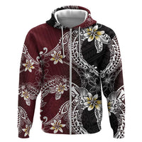 Polynesian Hawaiian Plumeria Tribal Pattern Zip Hoodie Special Wine Red Version LT01 Zip Hoodie Red - Polynesian Pride