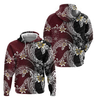 Polynesian Hawaiian Plumeria Tribal Pattern Zip Hoodie Special Wine Red Version LT01 - Polynesian Pride