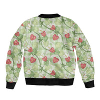 Anthurium Pikake Ti Leaf Palaka Bomber Jacket Green Version LT01 - Polynesian Pride