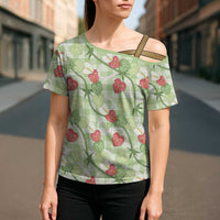 Anthurium Pikake Ti Leaf Palaka Cross Shoulder Shirt Green Version LT01 - Polynesian Pride