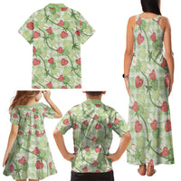 Anthurium Pikake Ti Leaf Palaka Family Matching Tank Maxi Dress and Hawaiian Shirt Green Version LT01 - Polynesian Pride