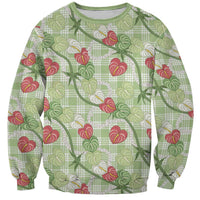 Anthurium Pikake Ti Leaf Palaka Sweatshirt Green Version LT01 Unisex Green - Polynesian Pride
