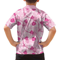Anthurium Pikake Ti Leaf Palaka Family Matching Puletasi and Hawaiian Shirt Pink Version
