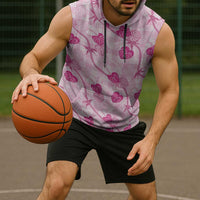 Anthurium Pikake Ti Leaf Palaka Sleeveless Hoodie Pink Version