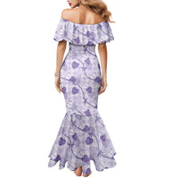 Anthurium Pikake Ti Leaf Palaka Family Matching Mermaid Dress and Hawaiian Shirt Purple Version LT01 - Polynesian Pride