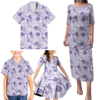 Anthurium Pikake Ti Leaf Palaka Family Matching Puletasi and Hawaiian Shirt Purple Version LT01 - Polynesian Pride