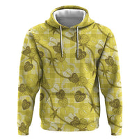 Anthurium Pikake Ti Leaf Palaka Hoodie Yellow Version LT01 Pullover Hoodie Yellow - Polynesian Pride