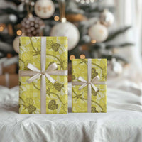 Anthurium Pikake Ti Leaf Palaka Wrapping Paper Yellow Version LT01 - Polynesian Pride