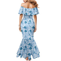 Anthurium Pikake Ti Leaf Palaka Family Matching Mermaid Dress and Hawaiian Shirt Blue Version LT01 - Polynesian Pride