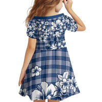 Hibiscus Pakala Cobalt Blue Royal Family Matching Off Shoulder Short Dress and Hawaiian Shirt Tropical Floral Stylized - Polynesian Pride