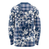 Hibiscus Pakala Cobalt Blue Royal Long Sleeve Shirt Tropical Floral Stylized - Polynesian Pride