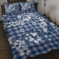 Hibiscus Pakala Cobalt Blue Royal Quilt Bed Set Tropical Floral Stylized - Polynesian Pride