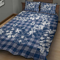 Hibiscus Pakala Cobalt Blue Royal Quilt Bed Set Tropical Floral Stylized - Polynesian Pride
