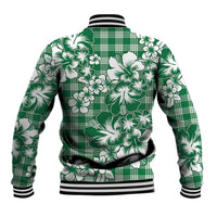 Hibiscus Pakala Emerald Green Baseball Jacket Tropical Floral Stylized - Polynesian Pride