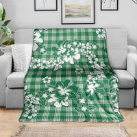 Hibiscus Pakala Emerald Green Blanket Tropical Floral Stylized - Polynesian Pride