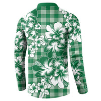 Hibiscus Pakala Emerald Green Button Sweatshirt Tropical Floral Stylized LT01 - Polynesian Pride