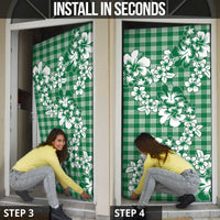 Hibiscus Pakala Emerald Green Door Cover Tropical Floral Stylized - Polynesian Pride