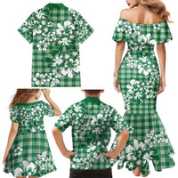 Hibiscus Pakala Emerald Green Family Matching Mermaid Dress and Hawaiian Shirt Tropical Floral Stylized - Polynesian Pride