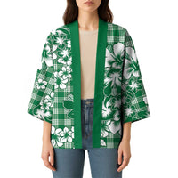 Hibiscus Pakala Emerald Green Kimono Tropical Floral Stylized LT01 - Polynesian Pride