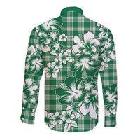 Hibiscus Pakala Emerald Green Long Sleeve Button Shirt Tropical Floral Stylized - Polynesian Pride