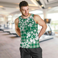 Hibiscus Pakala Emerald Green Men Tank Top Tropical Floral Stylized - Polynesian Pride