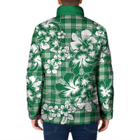 Hibiscus Pakala Emerald Green Padded Jacket Tropical Floral Stylized - Polynesian Pride