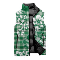 Hibiscus Pakala Emerald Green Sleeveless Puffer Jacket Tropical Floral Stylized LT01 - Polynesian Pride