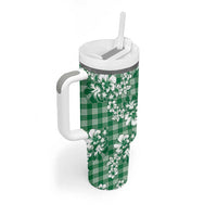 Hibiscus Pakala Emerald Green Tumbler With Handle Tropical Floral Stylized LT01 - Polynesian Pride