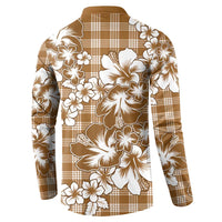 Hibiscus Pakala Bronze Brown Button Sweatshirt Tropical Floral Stylized - Polynesian Pride