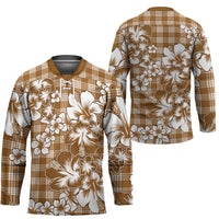 Hibiscus Pakala Bronze Brown Hockey Jersey Tropical Floral Stylized - Polynesian Pride
