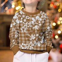 Hibiscus Pakala Bronze Brown Kid Ugly Christmas Sweater Tropical Floral Stylized - Polynesian Pride