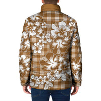 Hibiscus Pakala Bronze Brown Padded Jacket Tropical Floral Stylized - Polynesian Pride