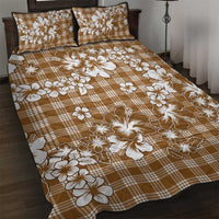 Hibiscus Pakala Bronze Brown Quilt Bed Set Tropical Floral Stylized - Polynesian Pride