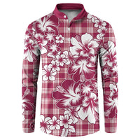 Hibiscus Pakala Royal Magenta Button Sweatshirt Tropical Floral Stylized LT01 Magenta - Polynesian Pride