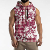 Hibiscus Pakala Royal Magenta Sleeveless Zip Hoodie Tropical Floral Stylized - Polynesian Pride
